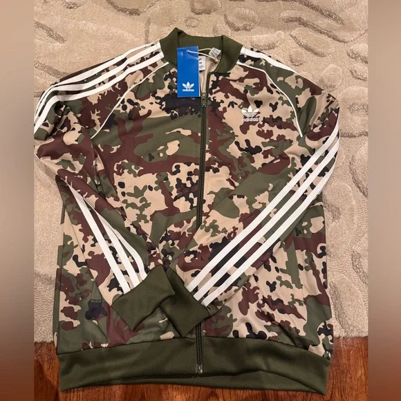 Boys adidas camo track suit jacket size L